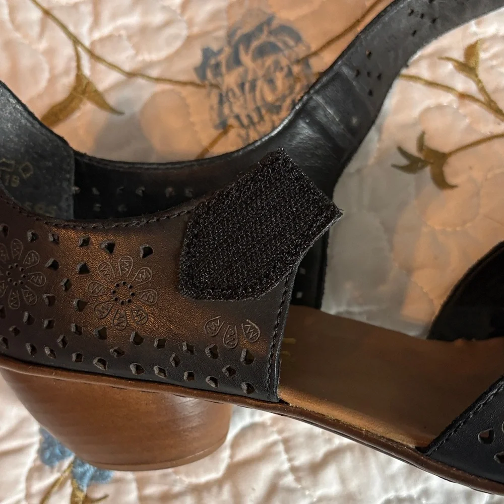 Rieker Mirjam Black Lazer-Cut Mary Jane Heeled Shoes Size 39 - Picture 15 of 16